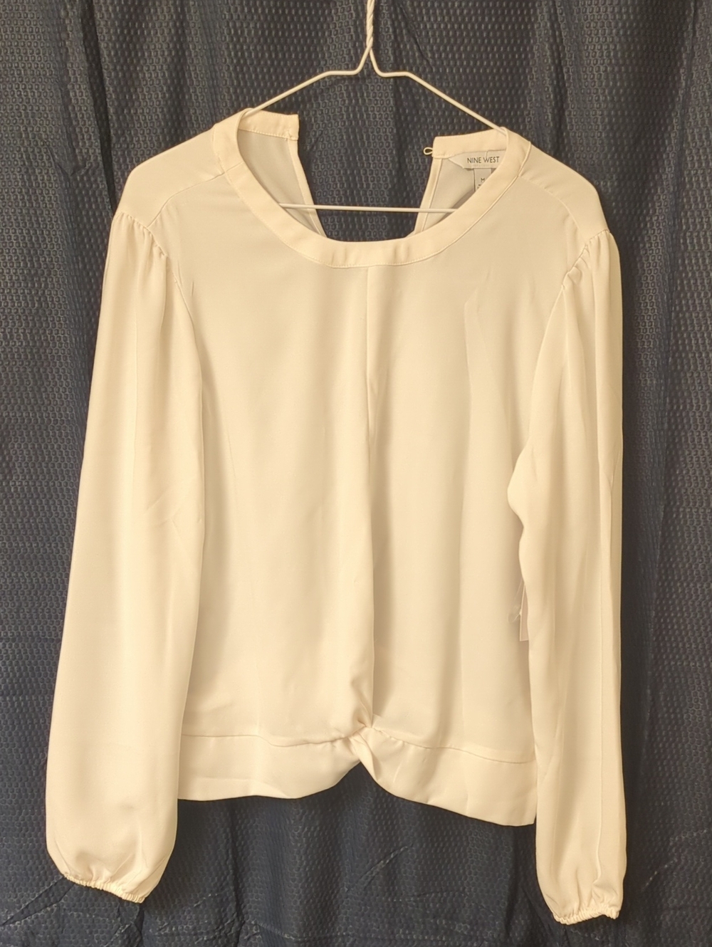 Nine West Ivory Long-Sleeve Crepe Blouse